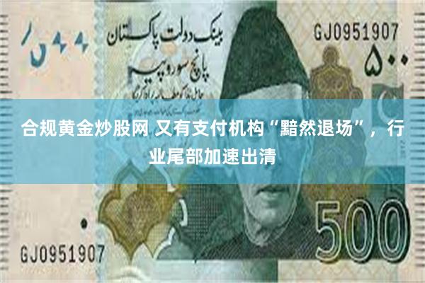 合规黄金炒股网 又有支付机构“黯然退场”，行业尾部加速出清