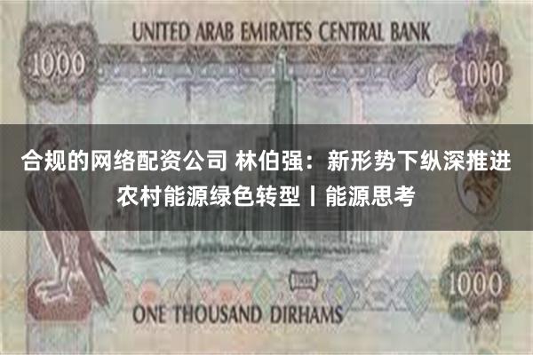 合规的网络配资公司 林伯强：新形势下纵深推进农村能源绿色转型丨能源思考