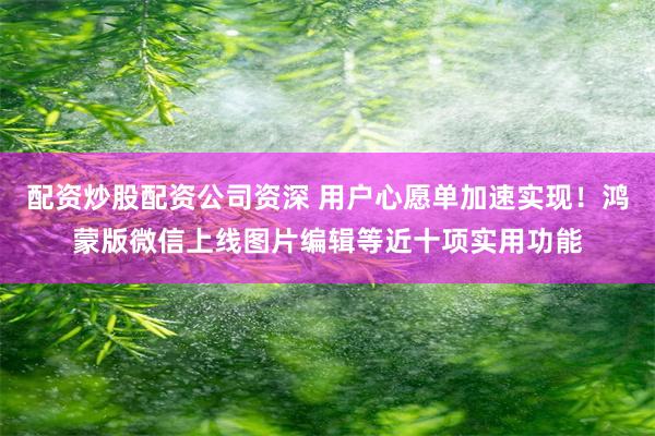 配资炒股配资公司资深 用户心愿单加速实现！鸿蒙版微信上线图片编辑等近十项实用功能