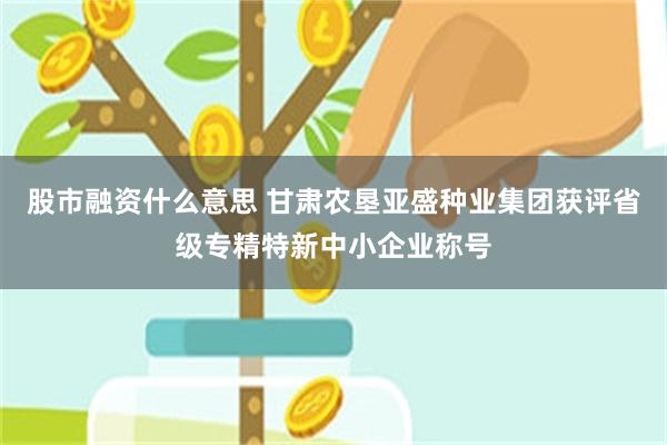 股市融资什么意思 甘肃农垦亚盛种业集团获评省级专精特新中小企业称号