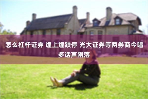 怎么杠杆证券 煌上煌跌停 光大证券等两券商今唱多话声刚落